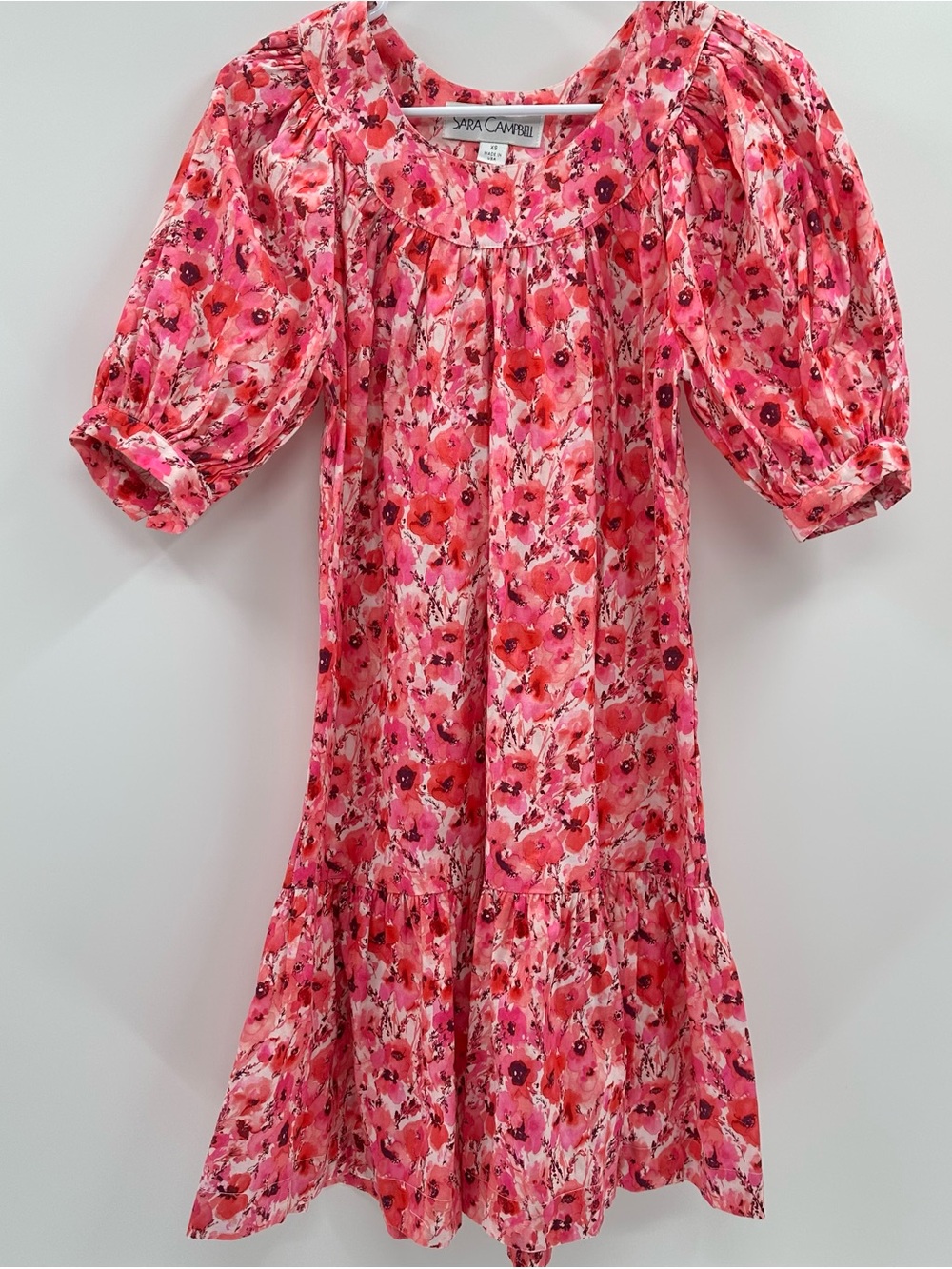 Sara Campbell Floral Puff-Sleeve Tiered Midi Dress